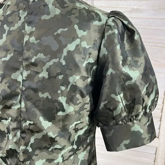 SEN Puff Sleeve Camo Mini Dress Medium - Picture 11 of 14